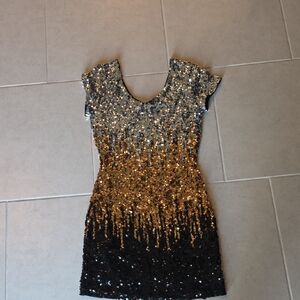 Sequin Gold and Black Dress
